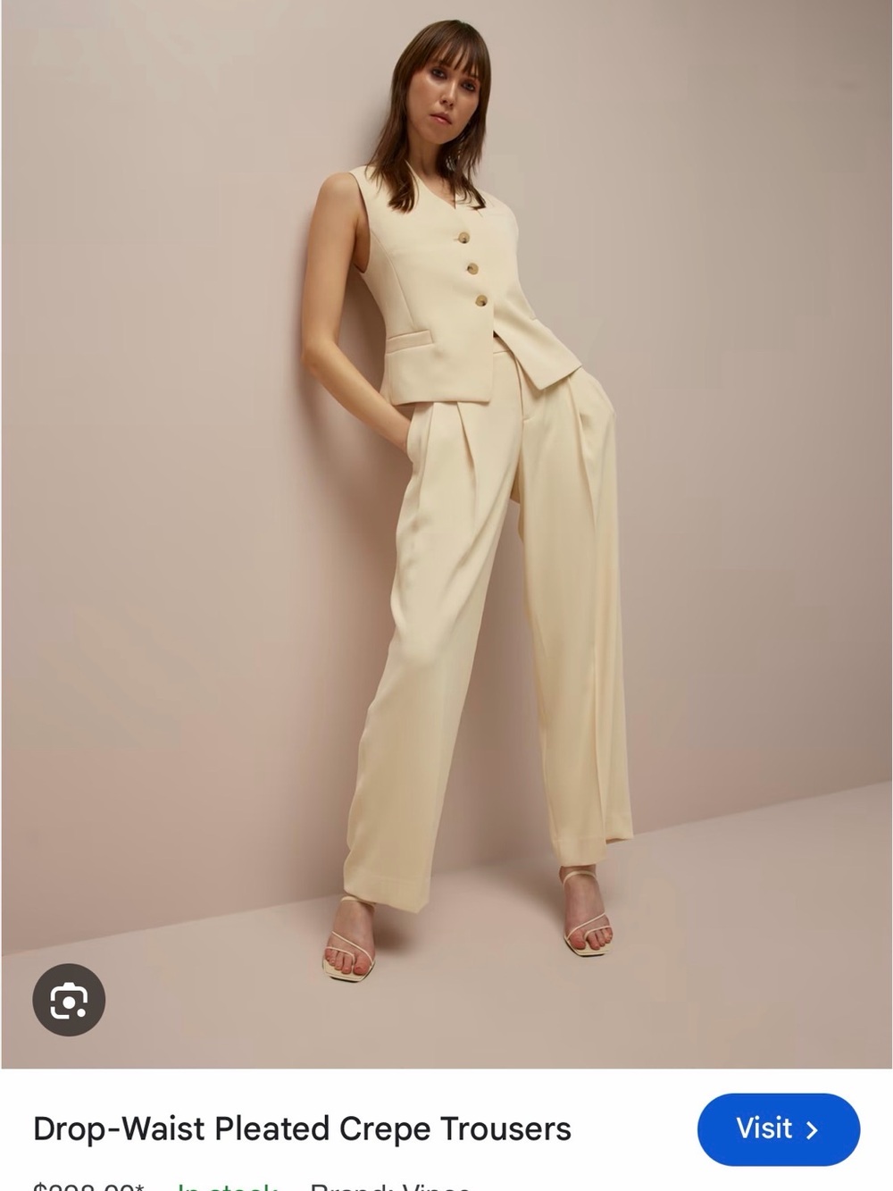 Vince Pleated Drop-Waist Trousers - Cream